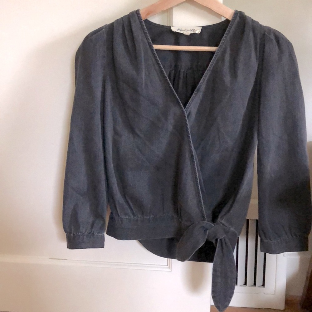 Madewell black denim blouse